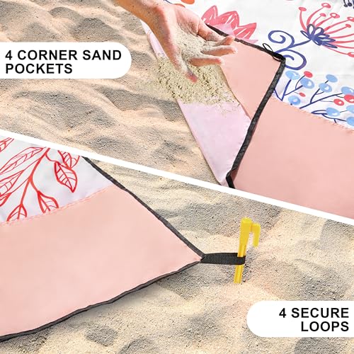 AISPARKY Beach Blanket Waterproof Sandproof Quick Drying Beach Mat Extra Large Outdoor Picnic Blanket for Travel Camping Hiking - color: Floral, size: 79" X 83"