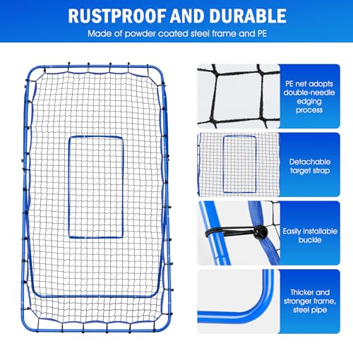 Volleyball Lacrosse Rebound Net Pro, WINTHAI Lacrosse Rebounder for Backyard, 7x4FT/6x4FT/4x4FT Bounce Back Net with Target Strike Zone, Easy Quick Setup, Volleyball Baseball Softball Soccer Training - size: 7FTx4FT