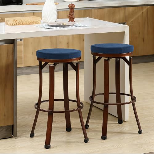 Tromlycs 14 Inch Round Bar Stool Cushion Non-Slip Foam Seat Pad Removable Cover for Circle Chairs (14x14 Inches, Navy Blue) - color: Navy Blue, size: 14 inch