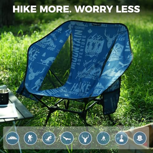 ATEPA UFO3.0 Ultralight Backpacking Chair, 330 lbs Heavy-Duty Aerospace Aluminum Folding Camp Chair with Hexagon Ergonomic Seat Anti-Sink Feet, Compact Portable Outdoor Gear for Hiking Fishing, Blue - color: Blue Trail Pro- 1 Pack