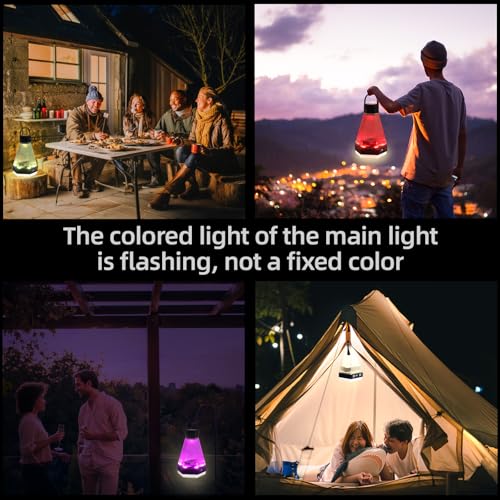 Camping Lights Colored Rechargeable Lighting Fixtures,TYPE-C charging,5000mah,Rechargeable Mobile Phone,Outdoor Camping Hanging Light,For Awn Tent Yard Garden Decoration and Holiday Christmas Gift