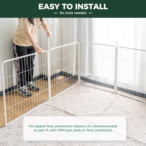 FXW Rollick Unleashed Dog Playpen for Indoor, Yard, RV Camping, 32 inch 16 Panels for Medium and Large Dogs, White│Patented - color: White, size: 32"H