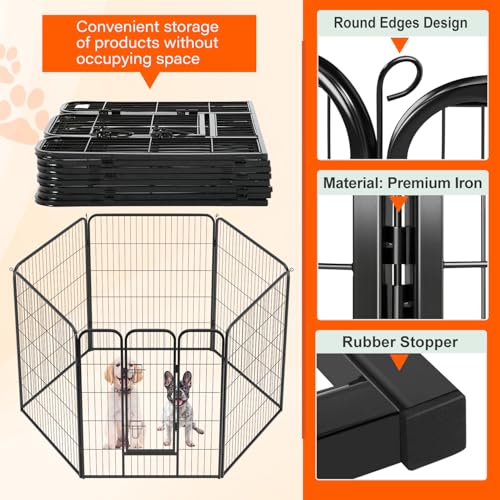 FDW Dog Playpen Dog Pen Dog Kennel 6 Panels 40 Inch Height Indoor Outdoor Folding Metal Portable Puppy Exercise Pen Heavy Duty Dog Fence for Yard Camping,Black - style: 6 Panels
