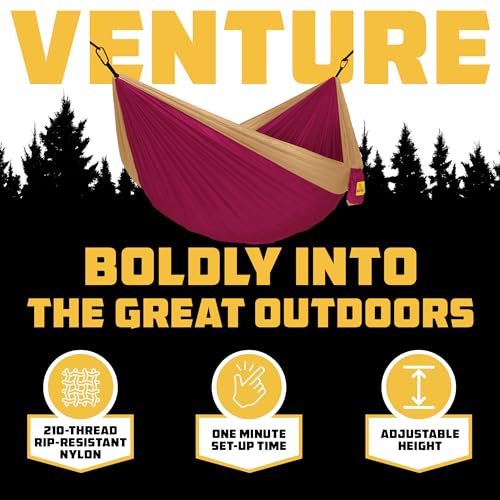 Wise Owl Outfitters Camping Hammock – 500lbs Portable Hammock with Tree Straps - Travel, Backpacking, Hiking, Outdoors Camping Gear - Single or Double - color: Magenta & Peach, size: Double
