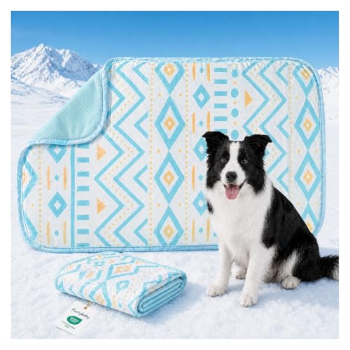 Dog Cooling Mat for Large Dogs & Cats, Soft Breathable Cooling Pad for Dog Bed, 35"x28" Self Cooling Crate Mat for Dogs, No Gel Washable Non-Slip Pet Cooling Mat Indoor Outdoor, Bohemia - color: Bohemia, size: 35"x28"(Large)