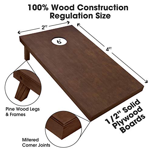 GoSports 4 ft x 2 ft Regulation Size Wooden Cornhole Boards Set with Dark Brown Finish - Includes Carrying Case - color: Classic Red & Blue, size: 4 ft x 2 ft