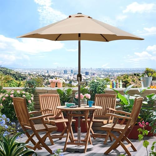 Blissun 7.5 ft Patio Umbrella, Yard Umbrella, Outdoor Market Umbrella with Push Button Tilt Crank (Tan) - color: tan
