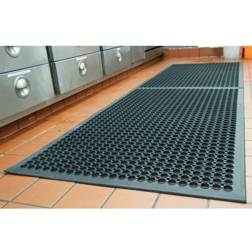 Rubber-Cal 03_122_WBK "1/2-inch Dura Chef" Anti-Slip Rubber Kitchen Mat, 1/2" x 36" x 60", Black