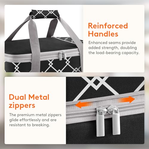 Lifewit Insulated Double Decker Casserole Carrier, Expandable Lasagna Lugger Tote Bag for Hot or Cold Food, Fits 9" x 13" Baking Dish for Potluck Parties, Picnic and Cookouts, Black-Geometric - color: Black-Geometric