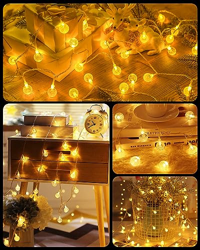 Minetom Crystal Globe String Lights - 33 ft 100 LED USB Color Changing Globe Ball Fairy Lights with Remote and Timer, Waterproof for Bedroom Tent Loft Bed Window Party, 16 Colors and Multicolor, RGB - color: 33 FT - 16 Colors + Multicolor