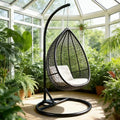 Round Base Heavy Duty Hanging Stand - Powder Coated Hammock Stand for Hammock Chair, Indoor and Outdoor (Black)