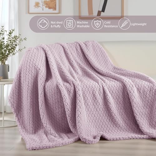 Exclusivo Mezcla Fleece Throw Blanket for Couch and Bed,Extra Soft Warm Decorative Fuzzy Throws for Women,Lightweight Cozy Blankets Size 50x60 Inches, Lilac Purple - color: Lilac Purple, size: Throw ( 50x60 IN )