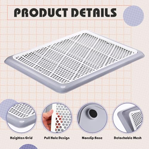 Mifoci 2 Pcs Dog Potty Tray Mesh Puppy Training Pad Holder Floor Protection Portable Pee Pad Pet Toilet Training Tray Litter Box Corner for Medium and Large Dogs (19.7 x 14.2 Inch,Gray) - color: Gray, size: 19.7 x 14.2 Inch