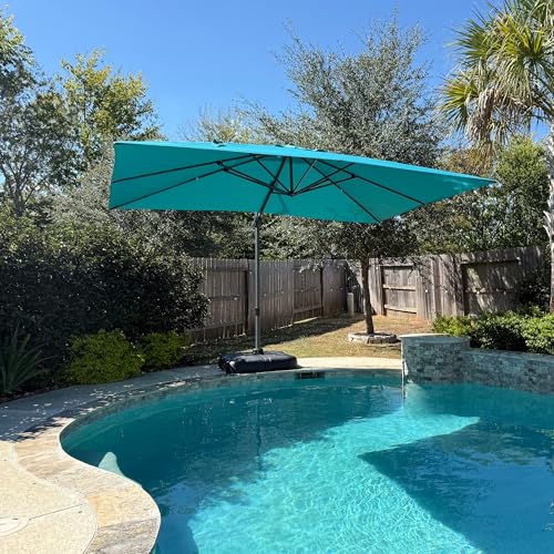 PURPLE LEAF 10' X 13' Patio Umbrella Outdoor Cantilever Rectangle Umbrella Aluminum Offset Umbrella with 360-degree Rotation for Garden Deck Pool Patio, Turquoise Blue - color: Turquoise Blue, size: 10' X 13', style: Standard