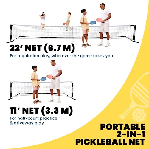 Boulder Portable Badminton Pickleball Net - Foldable/Extendable Poles for Multiple Sports Heights (UP to 5 ft) - Ideal for Tennis, Pickleball, Soccer Tennis - Easy Setup - color: 22ft Black