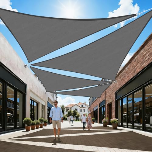 Artpuch Sun Shade Sail, 28'X28'X28' Dark Grey Triangle, Curved Edged Sun Shade, Commercial Grade 185GSM HDPE UV Permeable Outdoor Shade Cloth for Deck, Backyard, Patio (Custom Sizes Made)
