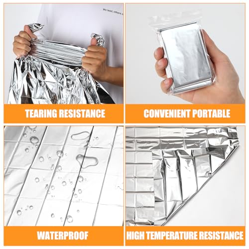 150PCS Emergency Blankets Foil Mylar Thermal Individually Wrapped, Waterproof Survival Blanket for Camping, Outdoors, First Aid Kit Travel