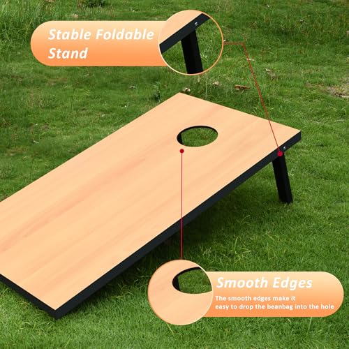 Cornhole Set, Regulation/Tailgate Size Cornhole Boards with 8 Bean Bags and Carrying Case, 4x2/3x2 Corn Hole Outdoor Game Toss Board for Adults Outside Activities - color: 4'x2' Natural Wood