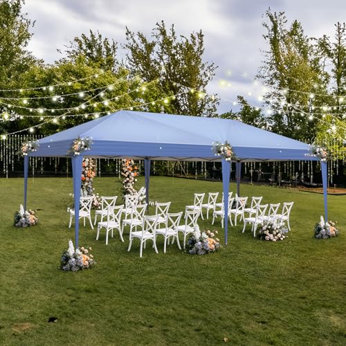 VINGLI 10x20 Pop Up Canopy Tent with Sidewalls, Outdoor Gazebo Canopy Tent, Patio Event Tents Outdoor Event Shelter for Parties (Blue) - color: Blue, size: 10x20