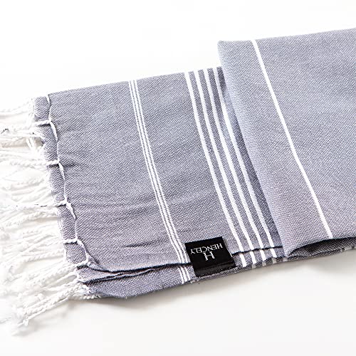 Hencely Turkish Beach Towel 37x68 Oversized, Sand-Free, Quick-Dry, Lightweight - Travel Essential for Pool & Bath - Striped 100% Cotton Bathroom Towels Accessories Gift (Gray) - color: Gray