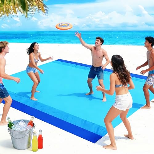 Beach Blanket Sandproof Waterproof Large Sand Free 78''X81''Big Lightweight Blanket Picnic Mat for Beach Travel Camping Hiking Picnic with Stakes