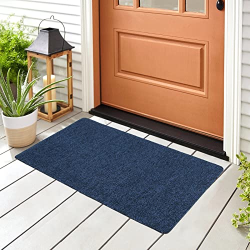 Door Mats-Thin Indoor Doormat-3' X 2' Large Front Door Mat for Outside-Non-Slip Entryway Rug-Low Profile Absorbent Doormat for Entryway Patio, Porch Garage, 36'' X 24'' - color: Blue, size: 2' x 3' (Rectangular)