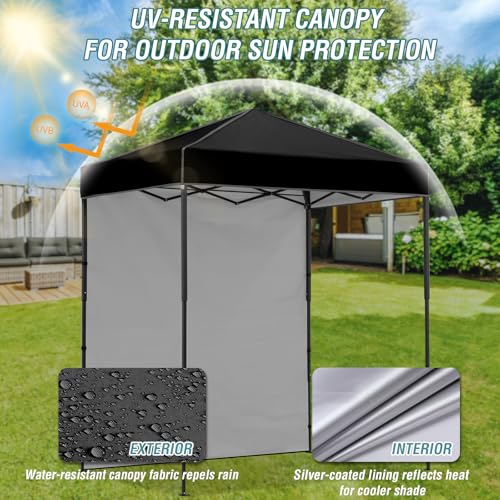 EAGLE PEAK 6x4 Instant Pop Up Canopy Tent with 1 Side Wall Panel, Straight Leg Sun Shelter, Portable Canopy with Carry Bag for Camping, Beach & Sports, Black - color: Black, size: One Wall