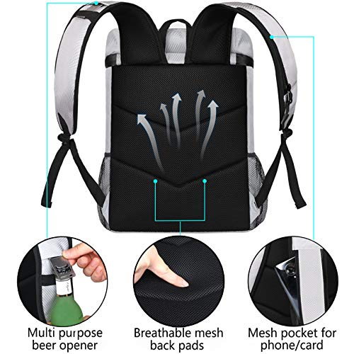 FORICH Soft Cooler Backpack Insulated Waterproof Backpack Cooler Bag Leak Proof Portable Small Cooler Backpacks to Work Lunch Travel Beach Camping Hiking Picnic Fishing Beer for Men Women - color: Y - Gray