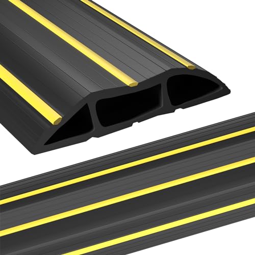 AGPTEK Heavy Duty Floor Cable Cover Cable Protector, 10 Ft Floor Cord Protector 3 Channels Floor Cord Cover (Mid Channel 0.93") Contains Cords, Cables and Wires, Good for Office, Home, or Outdoor - color: Black-Extended