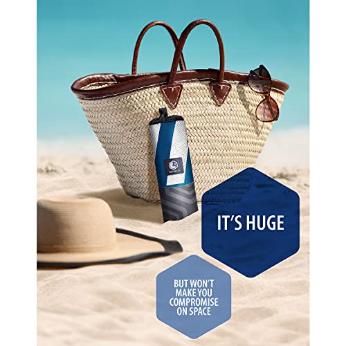 VENTURE 4TH Microfiber Beach Towel: Quick-Dry, Compact, Sand-Free, Absorbent, Sandproof and Lightweight - Perfect for Camping, Beach, and Roadtrips (Dark Blue Stripes Design | 35x78 inches) - color: Dark Blue, size: Extra Large (78" x 35")