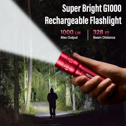 Rechargeable Flashlights High Lumens, G1000 Super Bright Flash Light 2 Pack, Small Zoomable LED Flashlight with 3 Lighting Modes, Portable Flashlights for Camping Essentials, Gift for Women (Red) - color: Red, size: 2 Pack