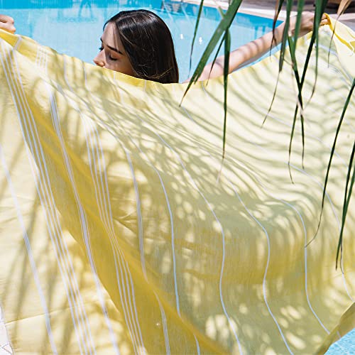 Hencely Turkish Beach Towel 37x68 Oversized, Sand-Free, Quick-Dry, Lightweight - Travel Essential for Pool & Bath - Striped 100% Cotton Bathroom Towels Accessories Gift (Blonde) - color: Blonde