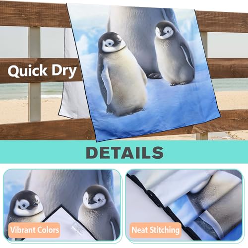 Penguin Family Beach Towel Oversized 36" x 72", Thin Lightweight Sand Free Quick Dry Microfiber Towel for Swimming Pool Cruise Camping Travel - color: Color_7