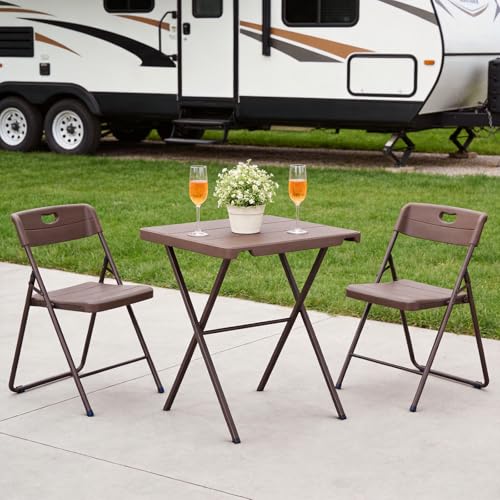 Folding Table, Portable Square Foldable Table No Assembly, Heavy Duty Steel Frame Indoor Outdoor Camping Patio Table with 400 LBS Capacity, Picnic Card Table for Backyard, RV, Small Spaces - size: 27inch-1 Pack