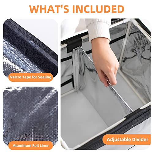 TooCust Insulated Bags For Food Delivery XXL 19.7" x 15" x 15", Commercial Insulated Food Delivery Bag w/Divider, Waterproof & Foldable Catering Bag Food Deliveries, Delivery Pizza Bags 14 Inches - color: Black, size: 62 L