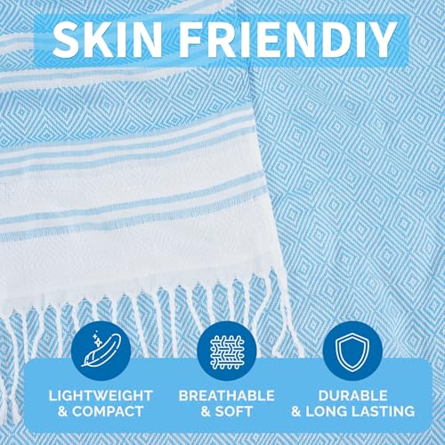 Genovega 6 Packs Oversized Turkish Beach Towel 74"x38" Thin Quick Dry Sand Free Pool Swim Towels Large XL Adult Clearance Blanket Travel Vacation Accessories Essentials Multi LightGreen Rhombus - color: Multi Lightgreen Rhombus
