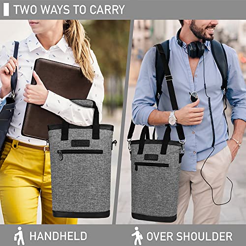 opux Two Bottle Wine Bag Carrier Tote, Insulated Leakproof 2 Bottle Wine Cooler Bag for Travel BYOB Picnic, Portable Wine Case, Gift for Men Women Wine Lover Birthday Party Christmas, Heather Grey - color: Heather Gray