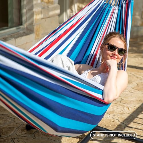 SUNCREAT Hammocks for Outside, Portable Heavy Duty Tree Hammock, Ocean Stripes - color: Ocean Stripes, size: X-Large