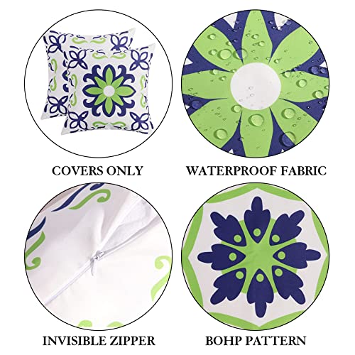 Pyonic Outdoor Pillow Covers 16x16 Set of 4,Spring Summer Foral Garden Waterproof Throw Pillow Covers Cushion Covers for Patio Couch Tent,Navy Blue - color: Navy Blue, size: 16" x 16" (Pack of 4)