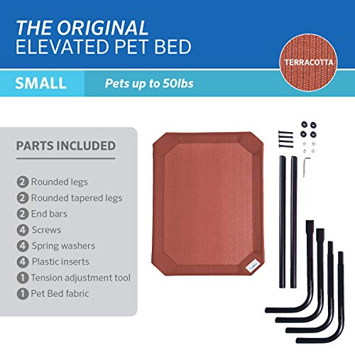 Coolaroo Original Elevated Dog Bed - Breathable Off-The-Ground Pet Bed with Cooling Fabric, Joint Relief & Moisture-Resistant Fabric, 100% Recyclable, Easy Clean, Terracotta, Small - color: Terracotta, style: Small Dog Bed