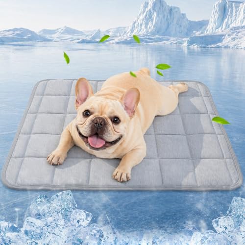 Cooling Blanket for Dogs, 0.4 Q-MAX Dog Cooling Blanket Washable, Cool to Touch Pet Blanket Cooling Comforter Throw for Bed Cover, Soft Lightweight Cold Mats for Pet Summer Sleeping (30"×40"/Grey) - color: Grey, size: 30" x 40"