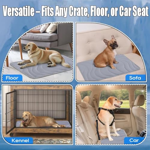 Cooling Mat, Dog Cooling Mat-4x More Effective, Gel-Free Self Washable Portable Pet Coolings Pad for Dogs & Cats Sleeping Mat, Keep for Pets (Beige,44 lbs or Less - Small or Medium Dog) - color: Beige, size: 44 lbs or less - Small or Medium Dog