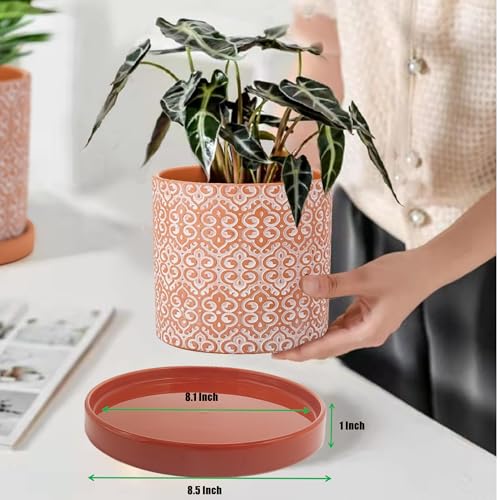 Yukfona Ceramic Plant Saucer Pot Tray 8.5 Inch, Planter Saucers 6 7 8 9 10 11 12 15 Inch, Durable Sturdy Flower Drainage drip Water Tray for Glazed Pots Base (8.5 Inch- Red Terracotta) - color: Terracotta, size: 8.5in 1pack