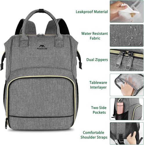 MATEIN Lunch Backpack for Women, 15.6 Inch Laptop Backpack with Lunch Compartment, Lightweight Work Backpacks for Teacher Nurse, Insulated Cooler Lunchbox Food Bag Meal Prep Bag for Picnics College - color: Austere Grey, size: 15.6inch