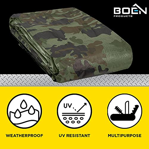 Multi-Purpose Large Tarp Waterproof Cover | Camo, 12' x 16' 6 Mil Thick | Rip Proof Tarps | Thick Weave Material, UV Resistant Great for Tarpaulin Canopy Tent, Boat, RV or Pool Cover - color: Camo - 6 Mil, size: 12' x 16'