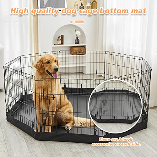 PJYuCien Dog Playpen Bottom Pad, Fits 24 Inch 8 Panels Regular Octagon Metal Exercise Pet Pen, Elastic Buckles Connections, Black (Note: Fence Not Included) - color: Only Black Bottom Pad, Elastic Buckles Connections