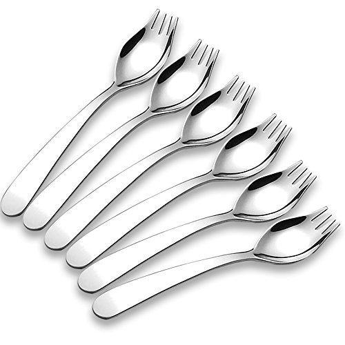 6-Pack Mini Stainless Steel Sporks, Back to school lunch supplies Fruit Appetizer Dessert Salad Flatware Set, 5.9-Inch Long(S) - size: 5.6