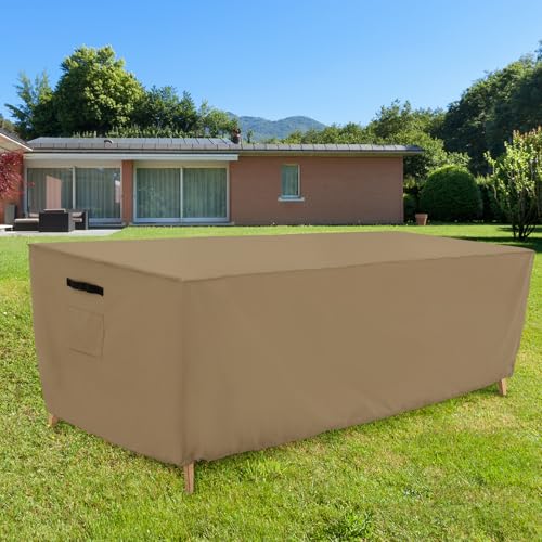 Tempera Retangle Patio Furniture Cover,Outdoor Table Covers Waterproof, Outdoor Dining Set Cover,Heavy Duty Deck Patio Furniture Covers,108''L x 82''W x 27.8''H，Space Grey - color: Grey, size: 108''L x 82''W x 28''H