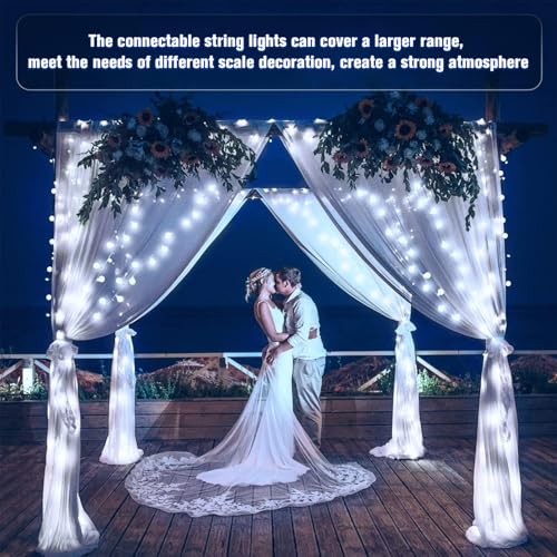 JMEXSUSS 100 LED White String Lights Indoor, Connectable Globe String Lights Plug in with Remote, 33 ft 8 Modes Christmas Fairy Light Outdoor for Bedroom Room Mirror Party Holiday Valentines Decor - color: White, size: 100 LED Plug