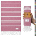 Ossano Turkish Beach Towel Soft & Drying Oversized (39" x 71") - Quick Dry, Versatile and Functional as Picnic, Travel and Beach Blanket, Yoga, Gym, Pool and Cruise Towels - Pink - color: Pink